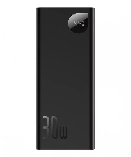 Внешний аккумулятор Baseus Adaman Metal Display Fast charge Power Bank 20000mAh 30W с кабелем Type-C-Type-C 60W 50см Черный PPADM30
